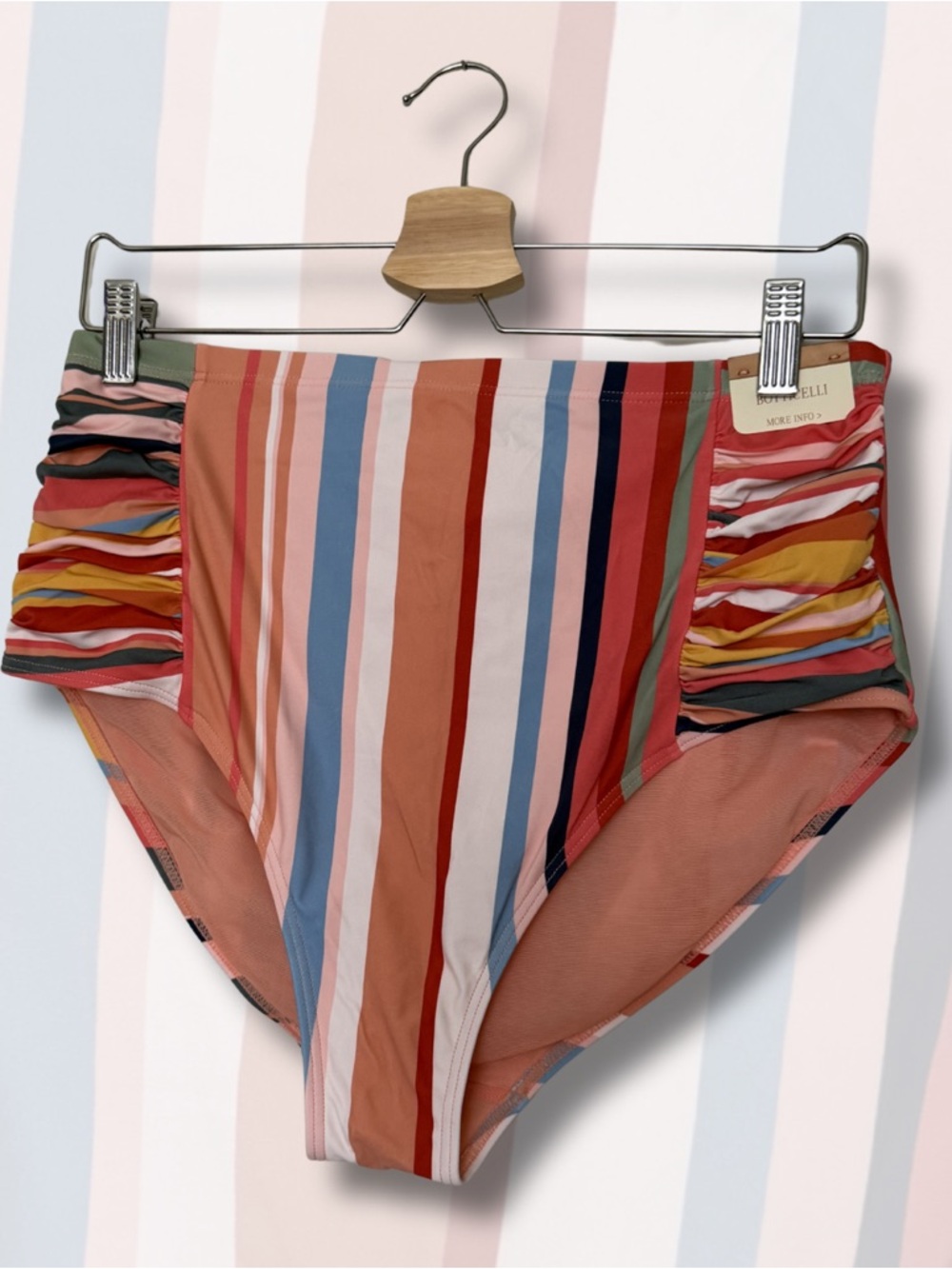 High-Waist Multicolor Striped Bikini Bottoms